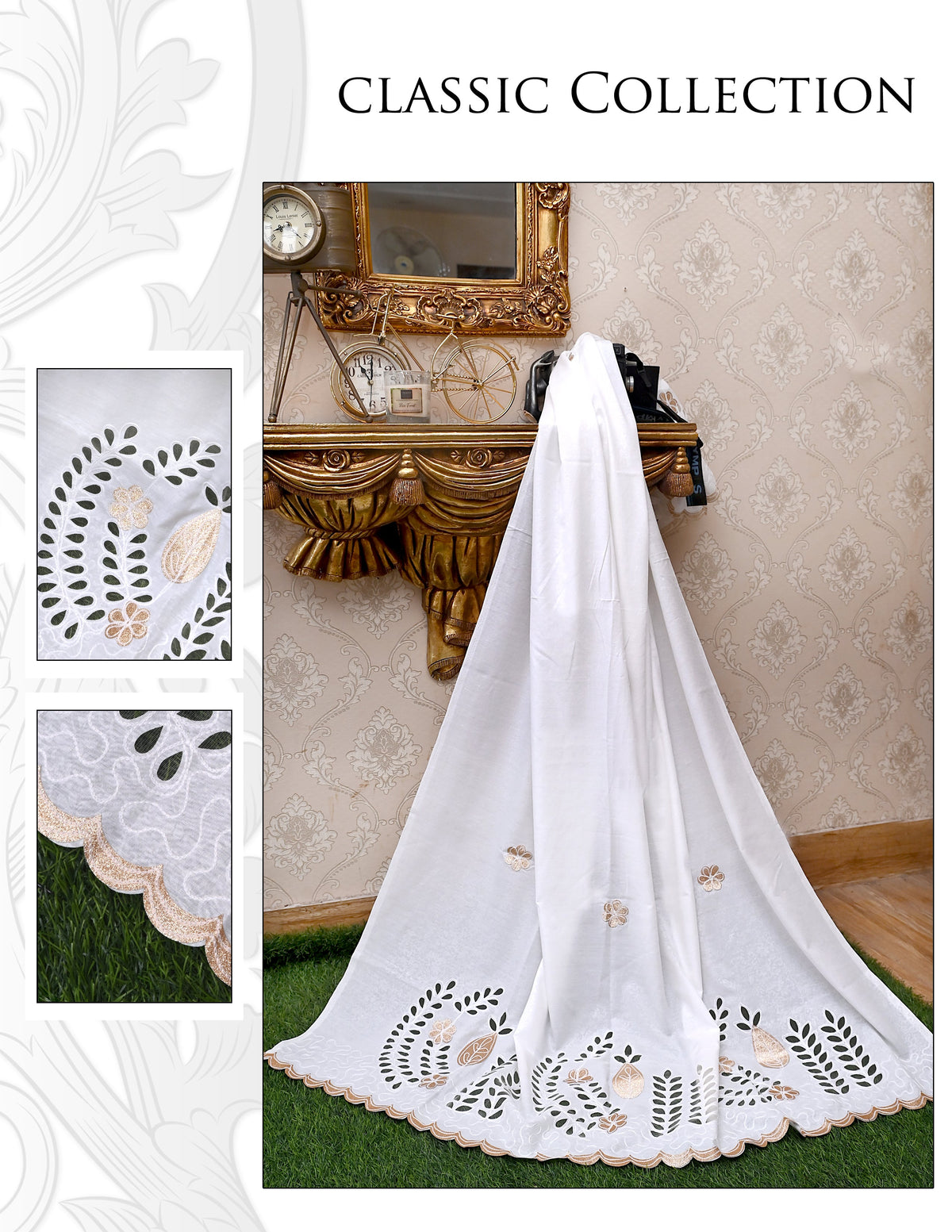 Swiss Laser Lace Shawl for Women - All-Season Comfort, Winter Warmth in White Color