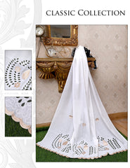 Swiss Laser Lace Shawl for Women - All-Season Comfort, Winter Warmth in White Color