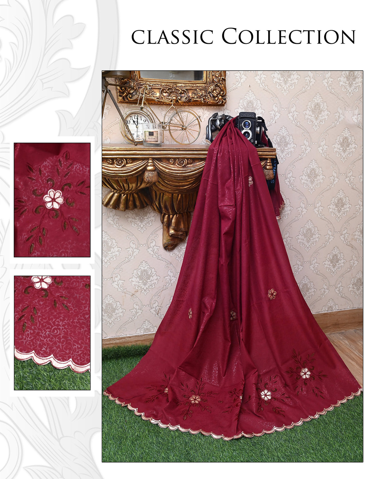 Swiss Laser Lace Shawl for Women - All-Season Comfort, Winter Warmth in Red Color
