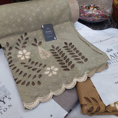 Swiss Lawn Laser Lace Shawl for Women – All-Season Comfort | New 2025 Summer Collection , Drift Gray